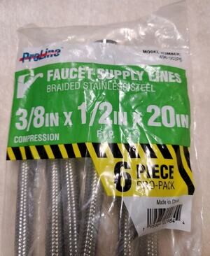 ProLine 3/8 Compression x 1/2 FIP x 20 Stainless Steel Faucet Supply Line 6-Pack